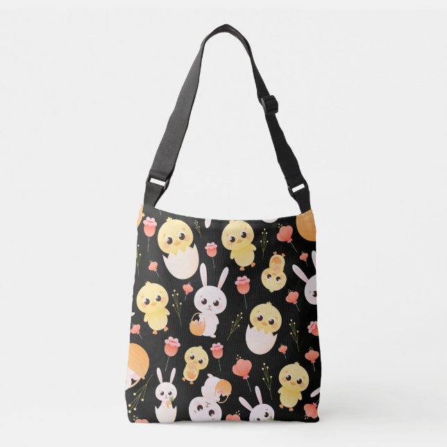 Cute Easter Chicks & Bunnies Seamless Pattern  Orn Crossbody Bag (Front)
