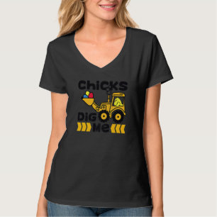 Cute Easter Chicks Dig Me Bulldozer Funny Easter E T-Shirt