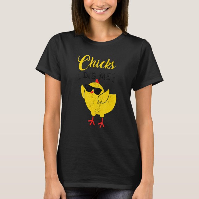 Cute Easter Chicks Digs Me Funny Kids T-Shirt (Front)