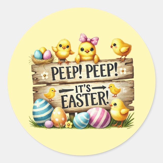Cute Easter chicks Holiday  Classic Round Sticker (Front)