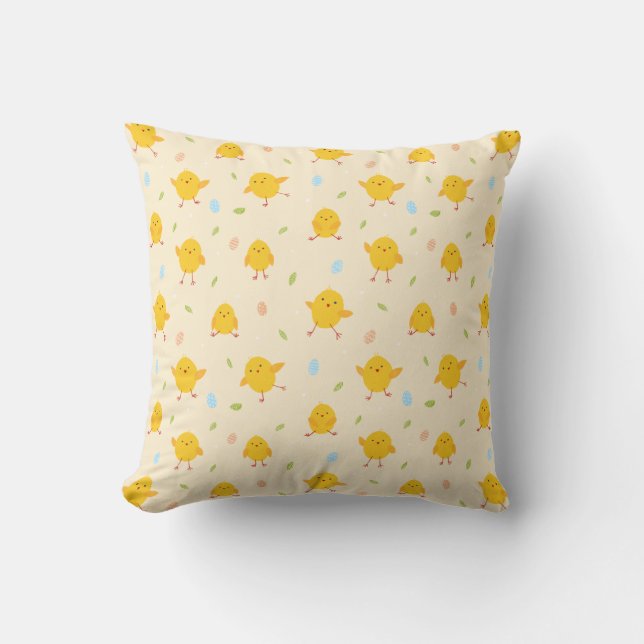 Cute Easter Chicks Pattern Cushion (Front)