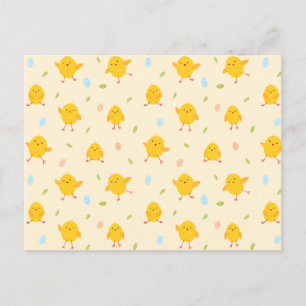 Cute Easter Chicks Pattern Holiday Postcard