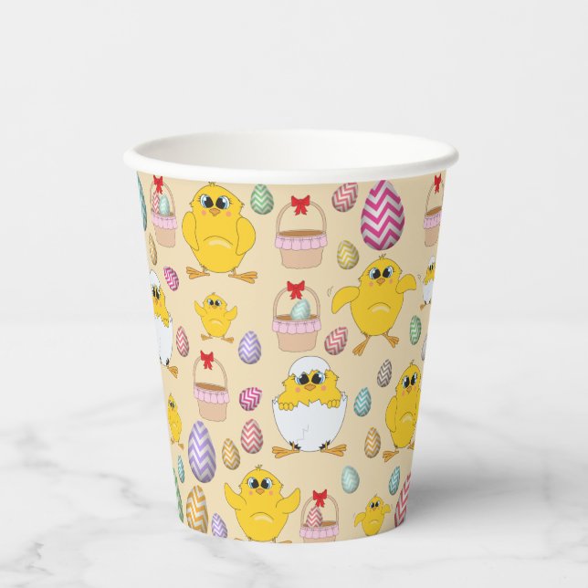 Cute Easter Chicks Pattern Paper Cups (Front)