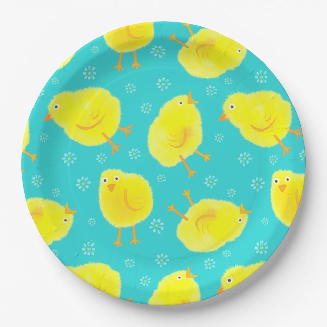 Cute Easter Chicks Pattern Paper Plate (Front)