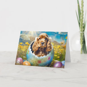 Cute Easter Cocker Spaniel dog Holiday Card