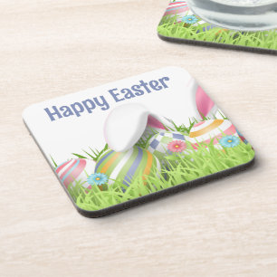 Cute EASTER Coloured Eggs Rabbit Ears Coaster