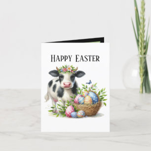 Cute Easter cow add message  Holiday Card