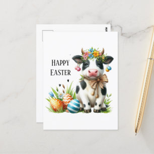 Cute Easter cow add text  Postcard