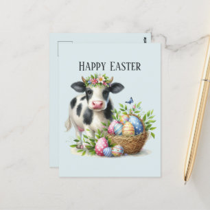 Cute Easter cow add text  Postcard