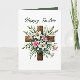 Cute Easter Cross add message inside  Holiday Card