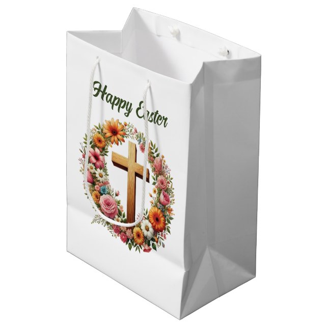 Cute Easter Cross customizable Medium Gift Bag (Front Angled)