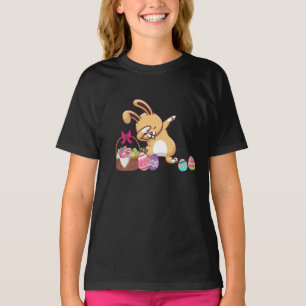 Cute Easter Dabbing Bunny Rabbit With Easter Eggs  T-Shirt