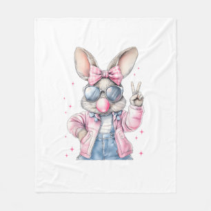 Cute Easter Day Bunny Blowing Bubble Rabbit Women Fleece Blanket