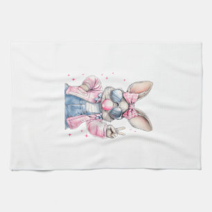 Cute Easter Day Bunny Blowing Bubble Rabbit Women  Tea Towel