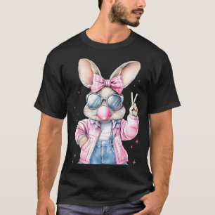 Cute easter day bunny blowing bubble rabbit womenC T-Shirt