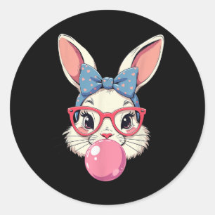Cute Easter Day Bunny Face With Bandanna Heart Gle Classic Round Sticker
