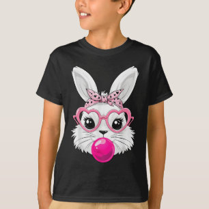 Cute Easter Day Bunny Face With Bandanna Heart Gle T-Shirt