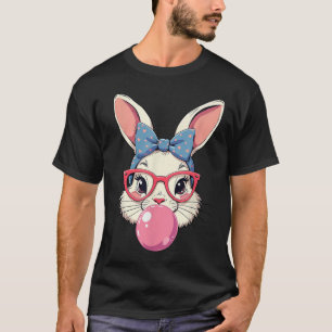 Cute Easter Day Bunny Face With Bandanna Heart Gle T-Shirt