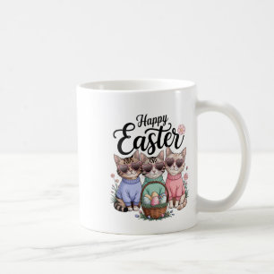 Cute Easter Day Cat Bunny Ears Eggs Graphic Men Wo Coffee Mug