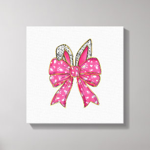 Cute Easter Day Coquette Bow Bunny Rabbit Womens G Canvas Print