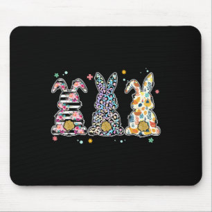 Cute Easter Day Leopard Bunny Floral Happy Easter  Mouse Mat