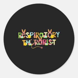 Cute Easter Day Respiratory Therapist Rt Bunny Ear Classic Round Sticker