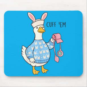 Cute Easter Duck Nurse Wearing Bunny Hat Funny Mouse Mat