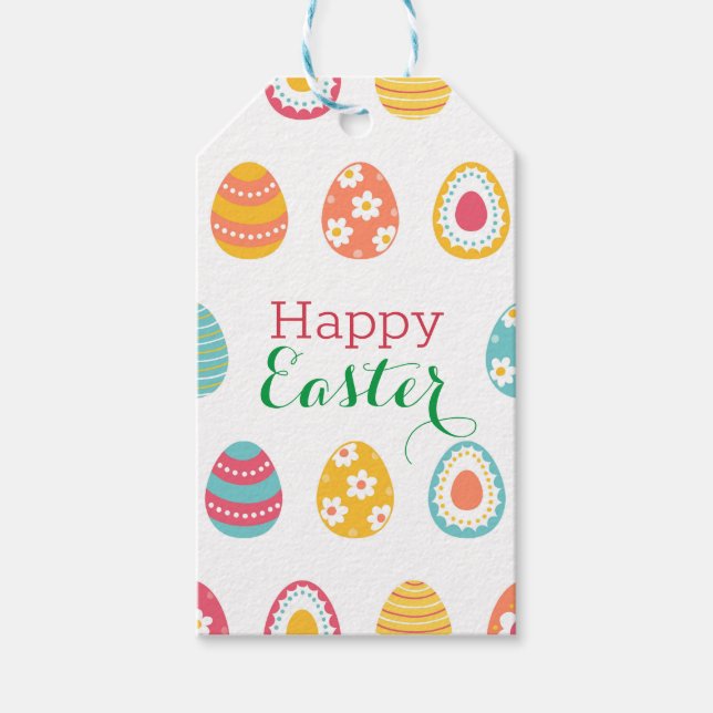 Cute Easter Egg Custom Gift Tags (Front)