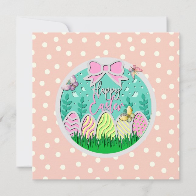 Cute Easter Egg Hunt and Colourful Butterflies (Front)