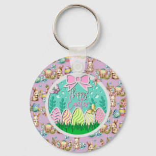 Cute Easter Egg Hunt and Colourful Butterflies Key Ring