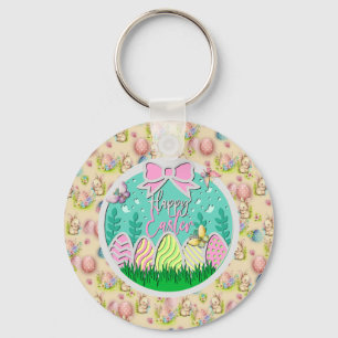 Cute Easter Egg Hunt and Colourful Butterflies Key Ring