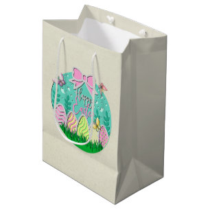 Cute Easter Egg Hunt and Colourful Butterflies Medium Gift Bag