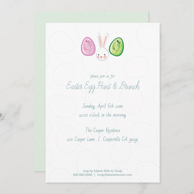 Cute Easter Egg Hunt & Brunch Invitation (Front/Back)