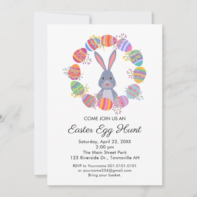 cute Easter Egg Hunt Invitation Birthday Party (Front)