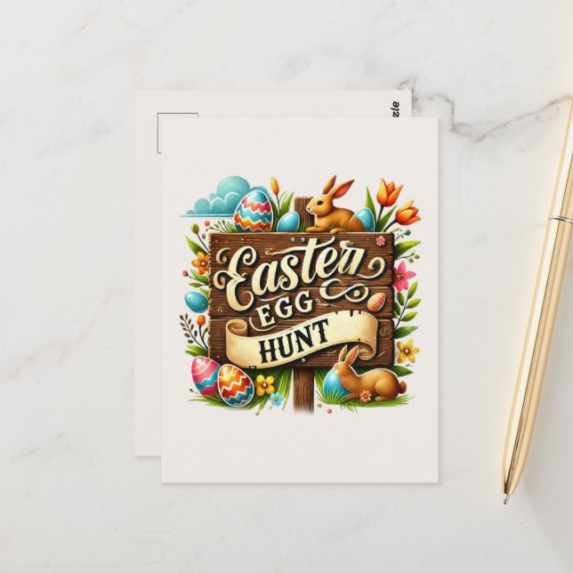 Cute Easter egg hunt  Postcard (Front/Back In Situ)
