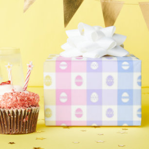Cute Easter Egg Pastel Checkered wrapping paper