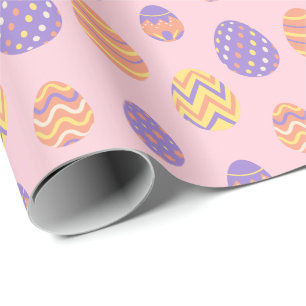 Cute Easter Egg Pattern Colourful Spring Pink Wrapping Paper
