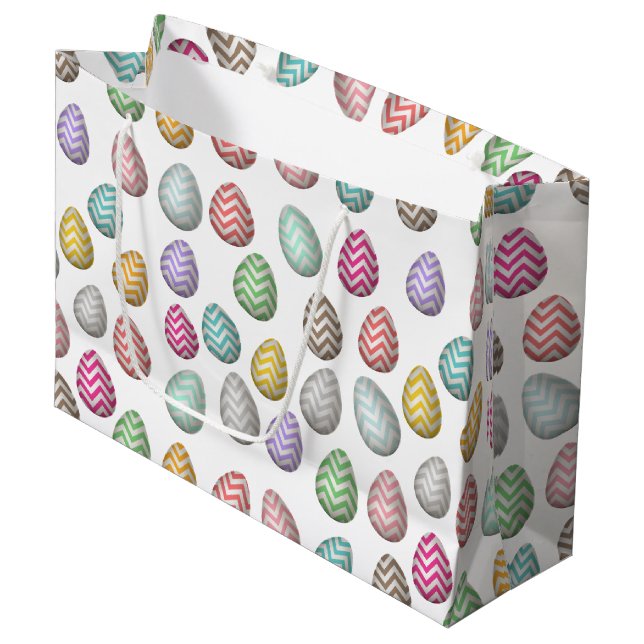 Cute Easter Egg Pattern Pastel Colours  Large Gift Bag (Front Angled)