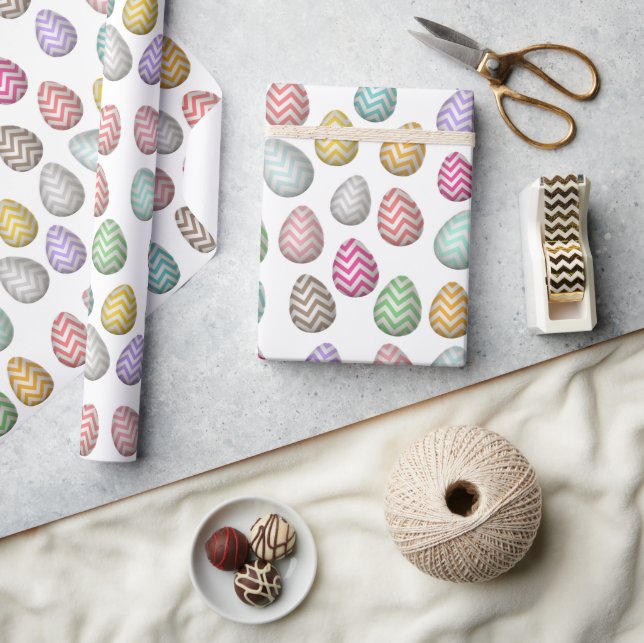 Cute Easter Egg Pattern Pastel Colours Wrapping Paper (Crafts)