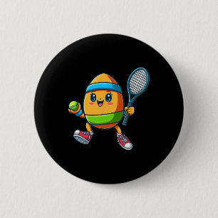 Cute Easter Egg Tennis Player Design Cartoon 6 Cm Round Badge