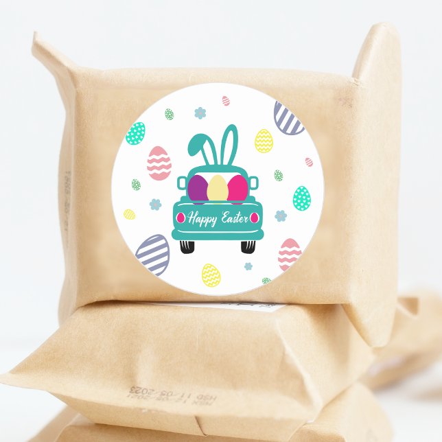 Cute Easter eggs and bunny ears Classic Round Sticker (Creator Uploaded)