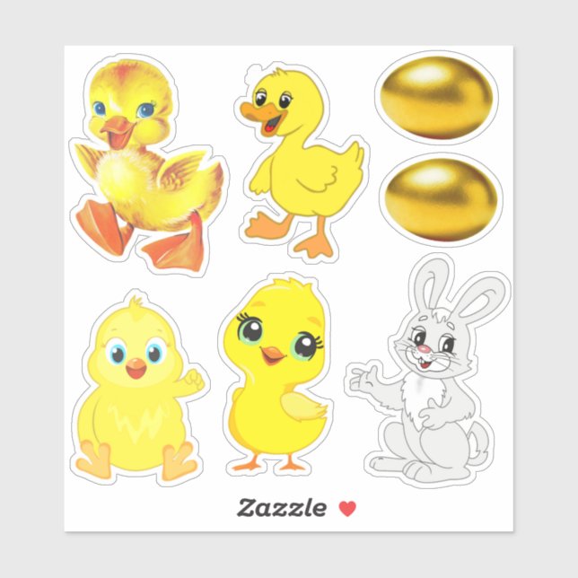 Cute Easter Eggs, Bunny, Ducklings & Chicks (Sheet)