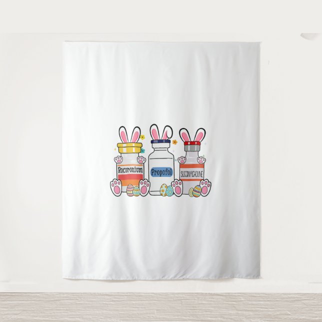 Cute Easter Eggs Bunny Ears Happy Easter Day ICU Tapestry (Front)