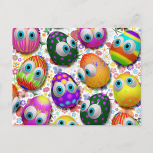 Cute Easter Eggs Cartoon Postcards