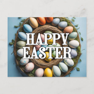 Cute Easter Eggs & Floral Collage Postcard
