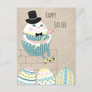 Cute Easter eggs & Humpty Dumpty Holiday Postcard