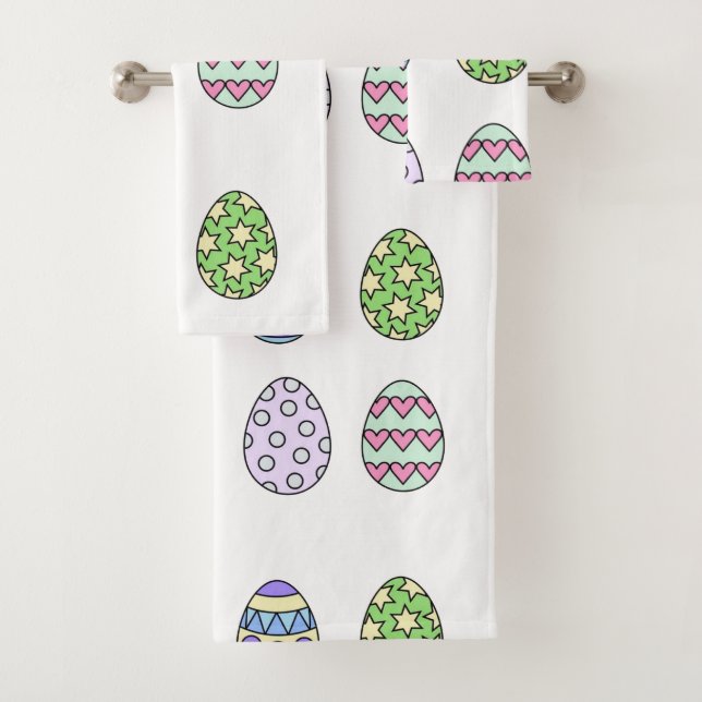 Cute Easter Eggs Pattern Bathroom Towel Set (Insitu)