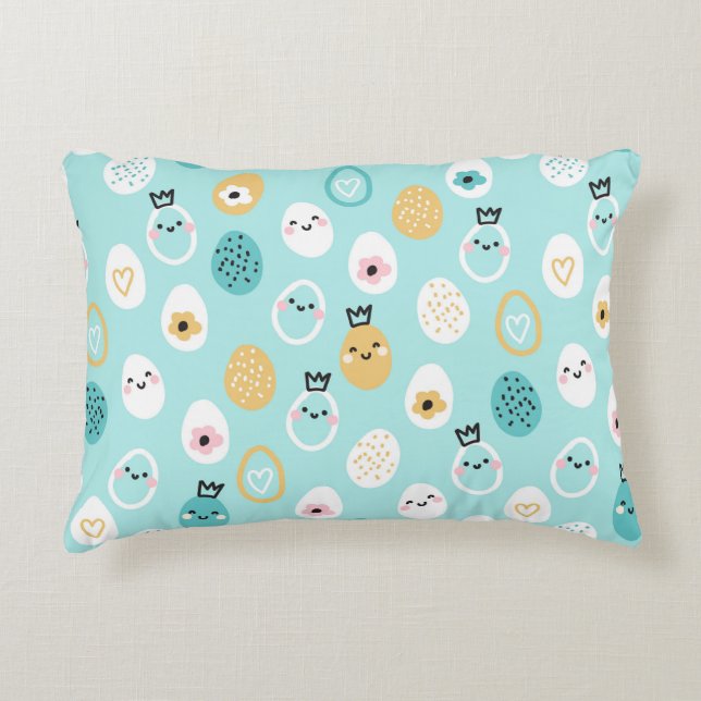 Cute Easter Eggs Pattern Kawaii Pastel Eggs  Decorative Cushion (Front)