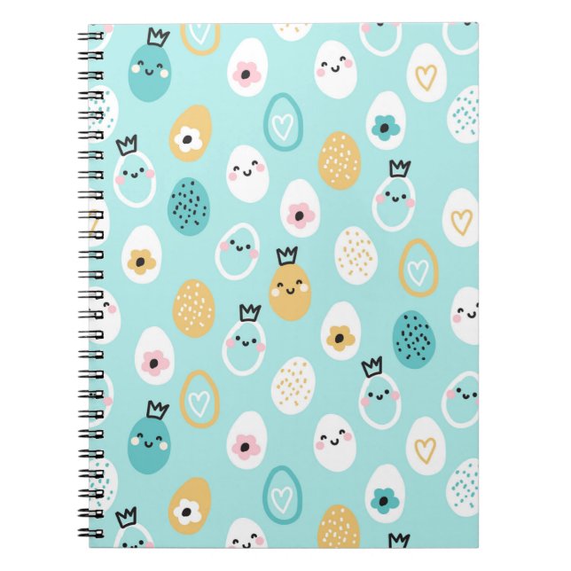Cute Easter Eggs Pattern Kawaii Pastel Eggs  Notebook (Front)