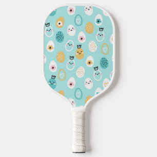 Cute Easter Eggs Pattern Kawaii Pastel Eggs  Pickleball Paddle